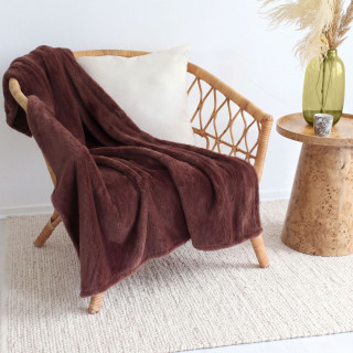 Plaid effet fourrure OSLO - 125 x 150 cm - Moka