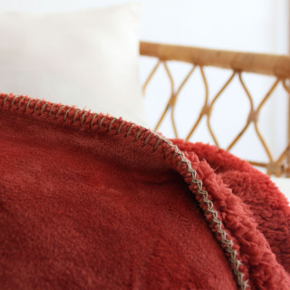 Plaid flanelle doublé sherpa SHERLOCK - 125 x 150 cm - Terre cuite