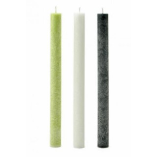 Lot de 3 bougies bâton Zen - Ardoise, vert et blanc