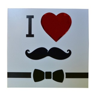 Cadre imprimé Mystery - 24 x 24 cm. - I love moustache