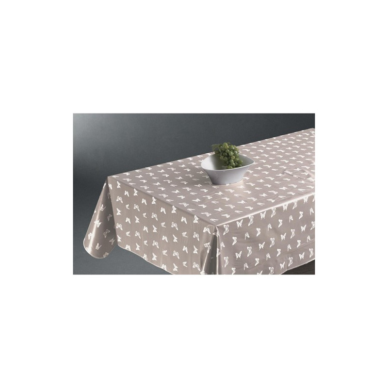 Nappe cirée Papillons - 140 x 240 cm - Couleur lin