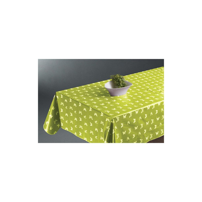 Nappe cirée Papillons - 140 x 240 cm - Vert anis