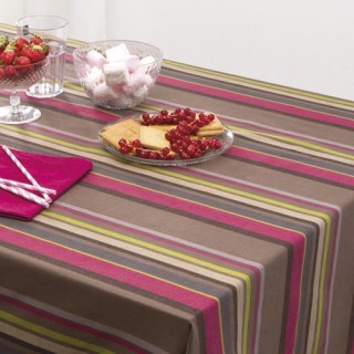 Nappe anti-tâches Rayures - 140 x 240 cm - Taupe
