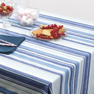 Nappe anti-tâches Rayures - 140 x 240 cm - Bleu