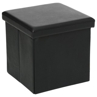 Pouf carré Pliant - PVC - Noir