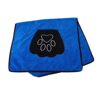 Serviette de toilette pour chien avec poches - 85 x 50 cm - Bleu