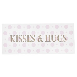 Plaque métallique de décoration - Kisses & Hugs - Rose