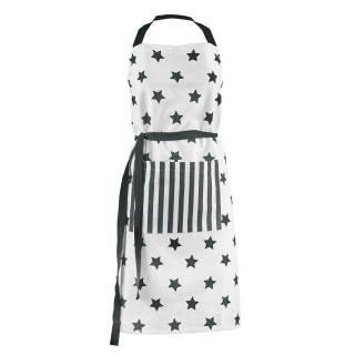Tablier en coton Grosses Etoiles - Noir et blanc