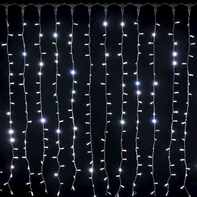 Rideau lumineux raccordable Noël Ixia - 2 x 1,5 mètres - Blanc froid