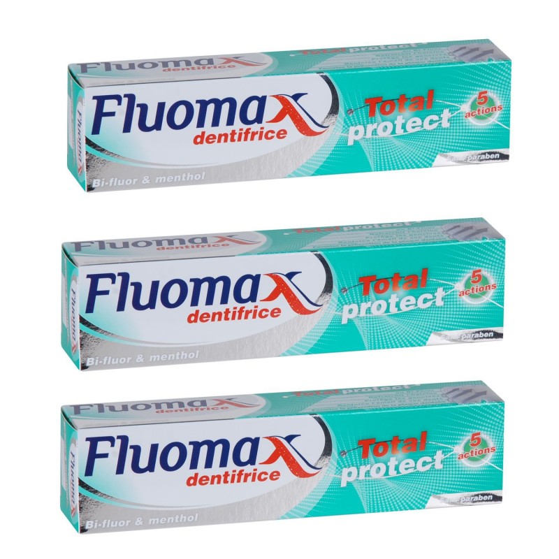 Lot de 3 Dentifrices Total protect 5 Actions - Bi-fluor & Menthol