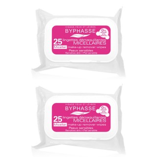 Lot de 2 - 25 Lingettes démaquillantes Solution Micellaire - Peaux sensibles