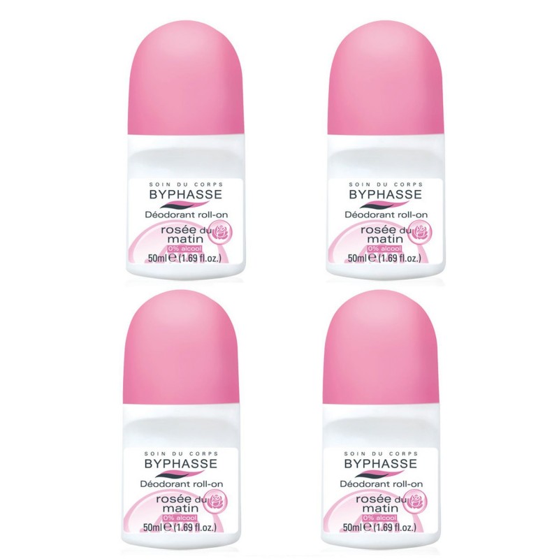 Lot de 4 - Déodorant Roll-On 24h - Rosé du matin - 50 ml