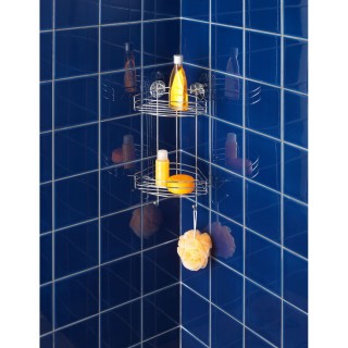 Etagère de douche ou baignoire en métal - 2 Paniers - 23 x H. 43 cm