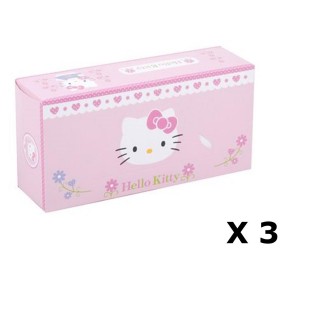 Lot de 3 - Boîte à mouchoirs Hello Kitty - 80 Mouchoirs - Rose pâle