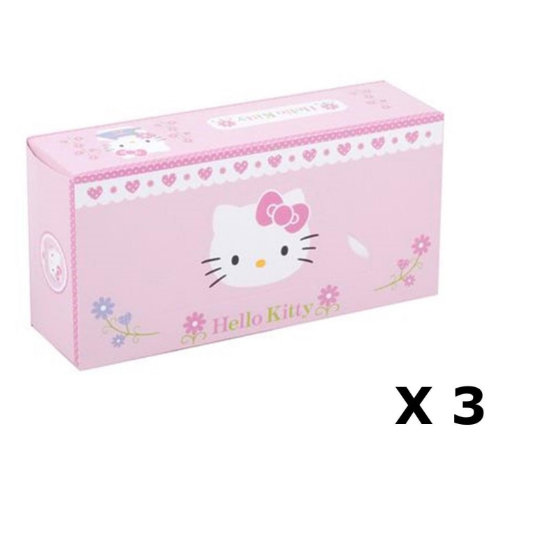 Lot de 3 - Boîte à mouchoirs Hello Kitty - 80 Mouchoirs - Rose pâle
