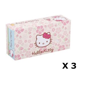 Lot de 3 - Boîte à mouchoirs Hello Kitty - 80 Mouchoirs - Rose à fleurs