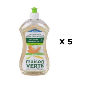 Lot de 5 - Liquide vaisselle Super Dégraissant - 500 ml - Parfum melon