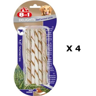 Lot de 4 - 10 bâtonnets Twisted Sticks - Viande de Boeuf - Taille XS