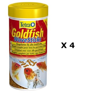 Lot de 4 - Nourriture Poissons rouges Tetra Goldfish Wave Stick - 100 ml