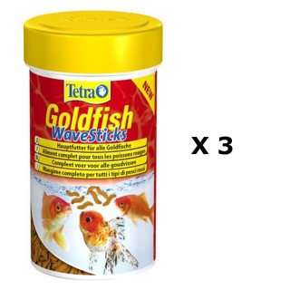 Lot de 3 - Nourriture Poissons rouges Tetra Goldfish Wave Stick - 250 ml