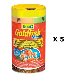 Lot de 5 - Nourriture Poissons rouges et d'eau froide Tetra Goldfish Menu - 250 ml