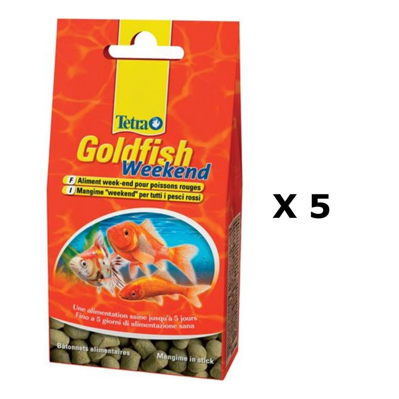 Lot de 5 - Nourriture Poissons rouges Tetra Goldfish Week-end - 40 sticks