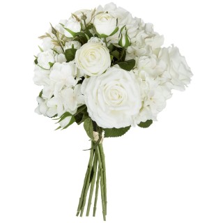 Bouquet artificiel de 18 Fleurs - H. 50 cm - Blanc