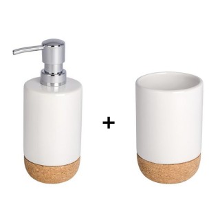 Accessoires de lavabo - Gobelet et distributeur de savon Corc - Blanc