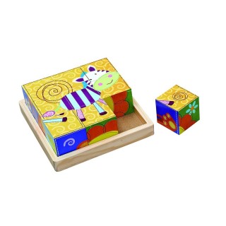 Puzzle en bois à 9 Cubes - Jouet éveil - Zèbre
