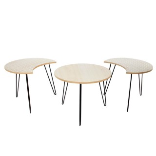 3 Tables Scandinaves - Diam. 45 cm - Beige et blanc