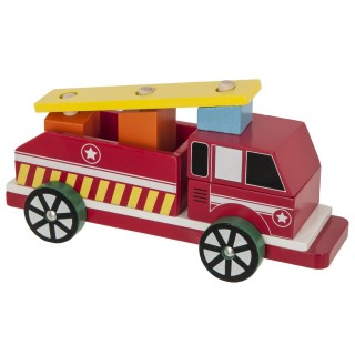 Camion pompier en bois - Rouge