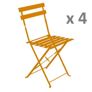 Lot de 4 - Chaise de jardin pliante Camarque - Orange