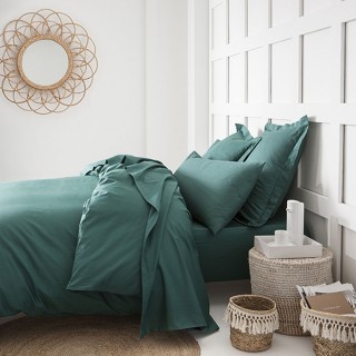 Drap housse - 100% coton 57 fils - 90 x 190 cm - Vert émeraude