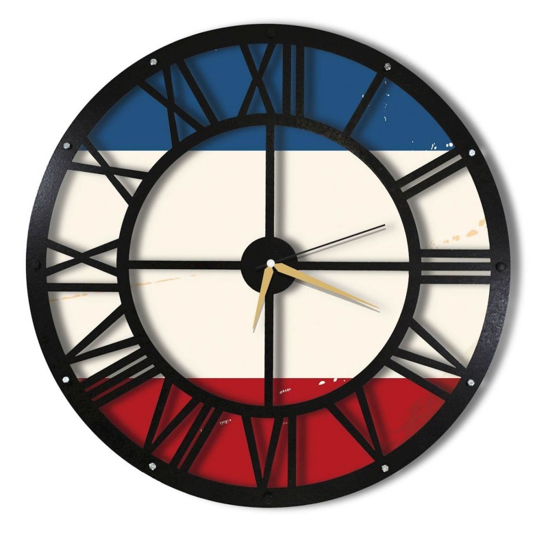 Horloge murale en métal Wall Tricolore - Diam. 50 cm - Noir