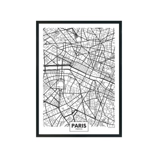 Tableau carte ville City Map- L. 33 x H. 43 cm - Paris