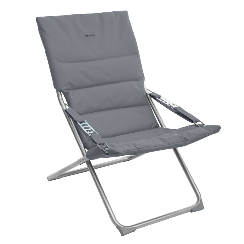 Fauteuil relax de jardin pliable 3 positions gris ardoise - MILOS Fauteuil relax de jardin pliable 3 positions gris ardoise - MILOS