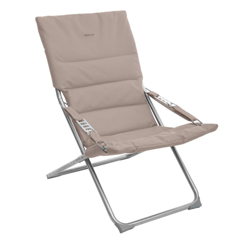 Fauteuil relax de jardin pliable 3 positions taupe - MILOS Fauteuil relax de jardin pliable 3 positions taupe - MILOS