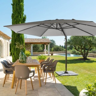Parasol déporté rectangulaire Eléa - Inclinable - L. 420 x l. 300 cm - Gris ardoise et graphite