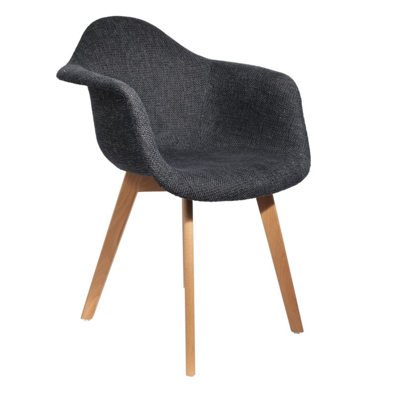 Fauteuil scandi en grosse maille Flora - Noir