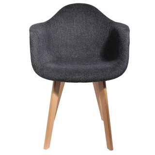 Fauteuil scandi en grosse maille Flora - Noir