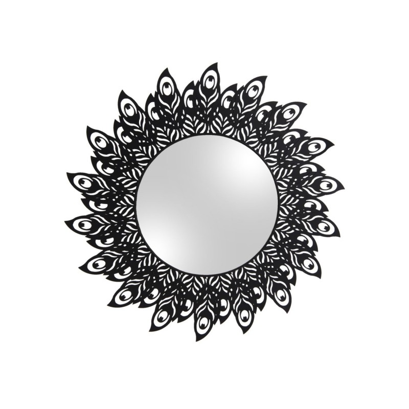 Miroir en métal filaire Plume - Diam. 60 cm - Noir