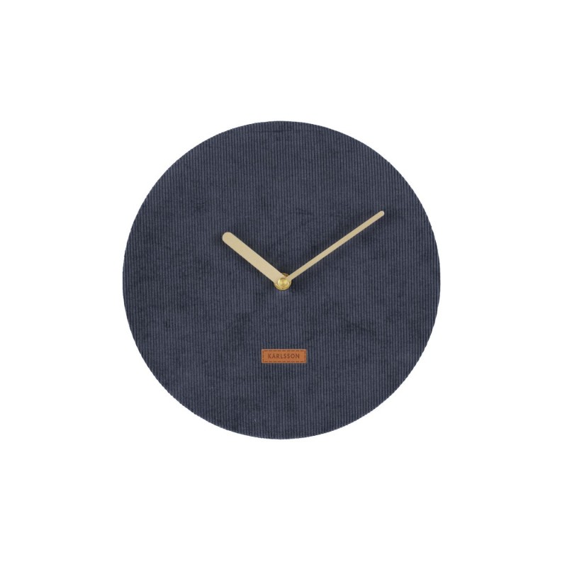 Horloge murale en velours côtelé Corduroy - Diam. 25 cm - Bleu foncé Horloge murale en velours côtelé Corduroy - Diam. 25 cm - Bleu foncé