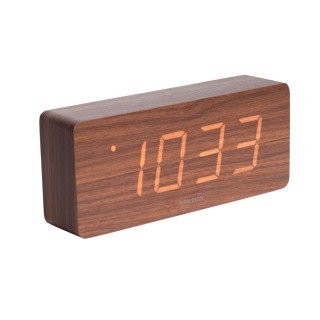 Horloge réveil en bois Square - H. 9 cm - Marron