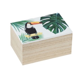 Boîte de rangement tropicale Tucan - L. 10 x H. 8 cm - Vert