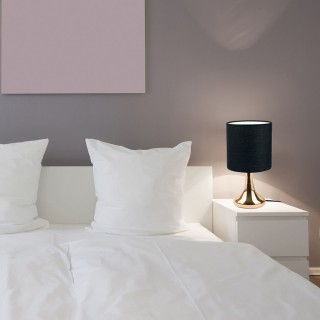 Lampe de chevet design Touch - Diam. 15 cm - Cuivré et noir