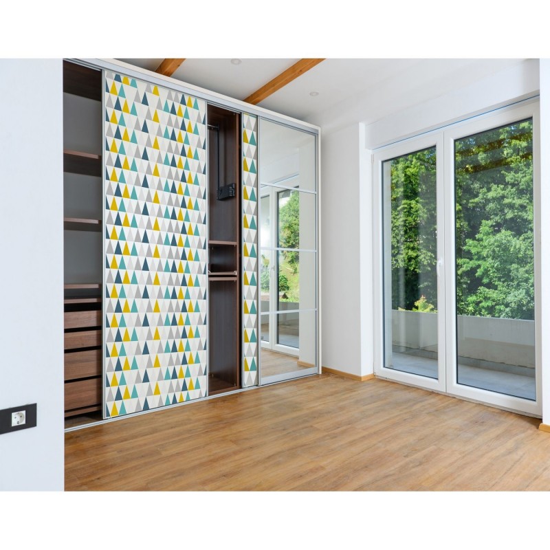 Sticker pour porte de dressing Home - L. 67 x l. 250 cm - Blanc multicolore