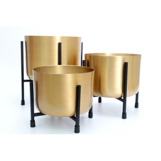 3 Cache-pots sur pied design Gold - H. 29 cm - Doré