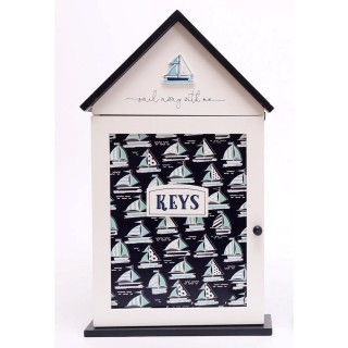 Boîte à clés Thème Mer - L. 17 x H. 26 cm - Bleu foncé