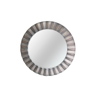 Miroir rond en métal design Flora - Diam. 80 cm - Argent