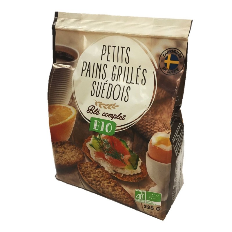 Petits pains grillés suédois blé complet BIO - paquet 225g